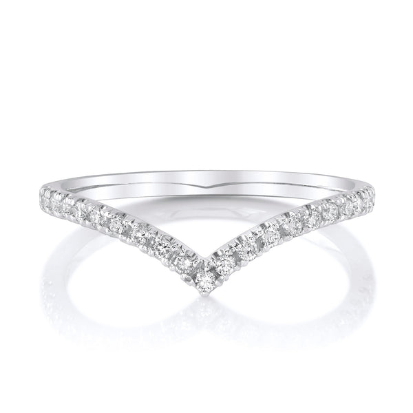 Wishbone Diamond Ring in 14k White Gold