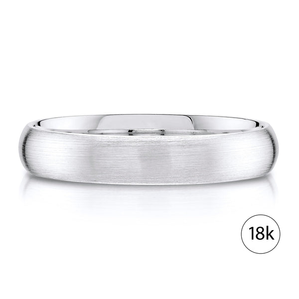 Classic Dome Brushed Band in 18k White Gold (4mm)
