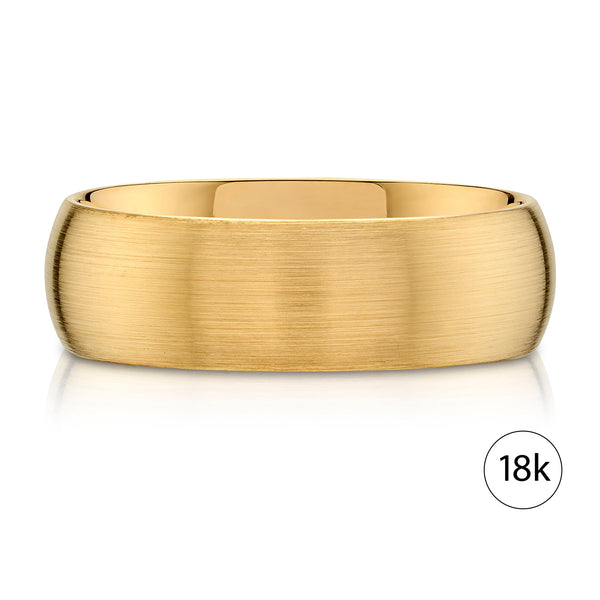 Classic Dome Brushed Band in 18k Yellow Gold (7mm)