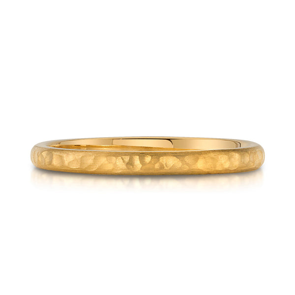 Classic Dome Hammered Satin Band in 14k Yellow Gold (2mm)
