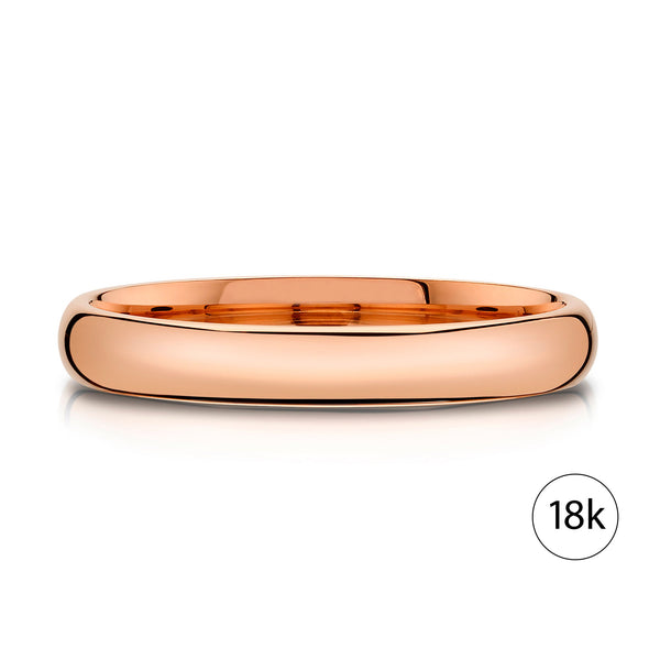 Classic Dome Polished Band in 18k Rose Gold (3mm)