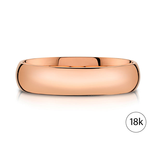 Classic Dome Polished Band in 18k Rose Gold (5mm)