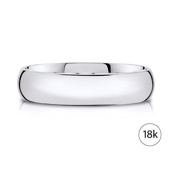 Classic Dome Polished Band in 18k White Gold (5mm)