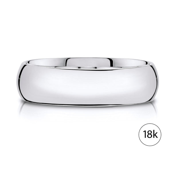 Classic Dome Polished Band in 18k White Gold (6mm)