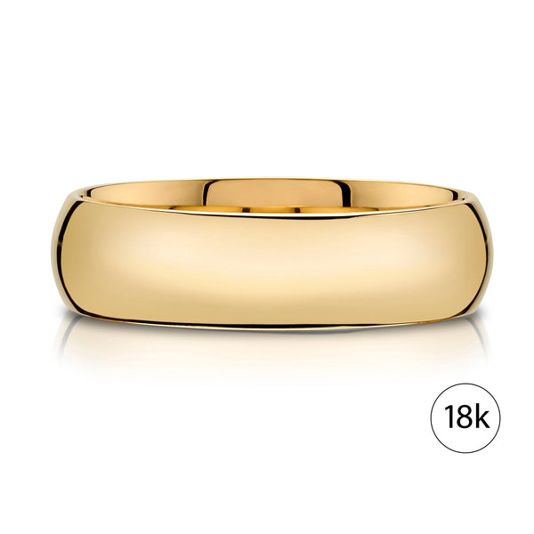 Classic Dome Polished Band in 18k Yellow Gold (6mm)