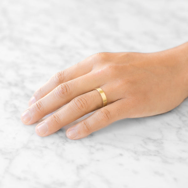 Flat Brushed Band in 14k Yellow Gold (4mm)