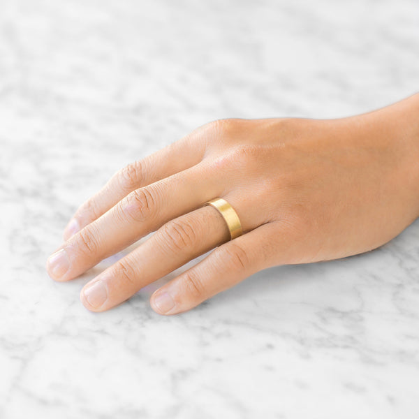 Flat Brushed Band in 14k Yellow Gold (6mm)