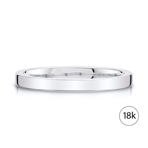 Flat Polished Band in 18k White Gold (2mm)