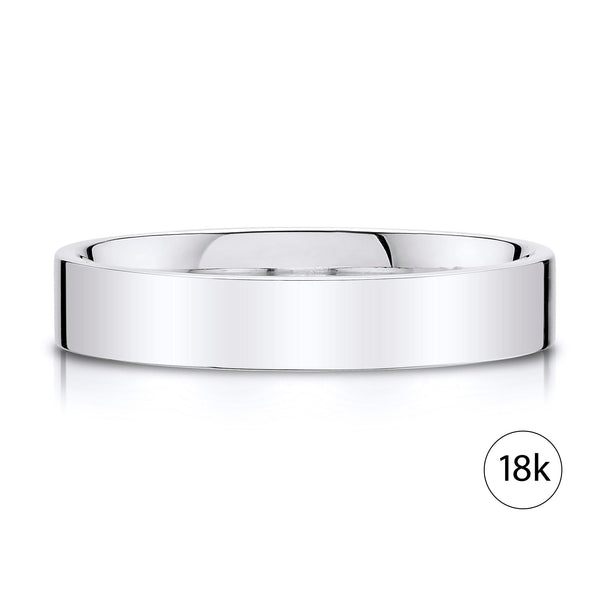 Flat Polished Band in 18k White Gold (4mm)