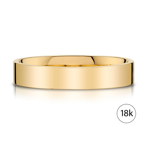 Flat Polished Band in 18k Yellow Gold (4mm)