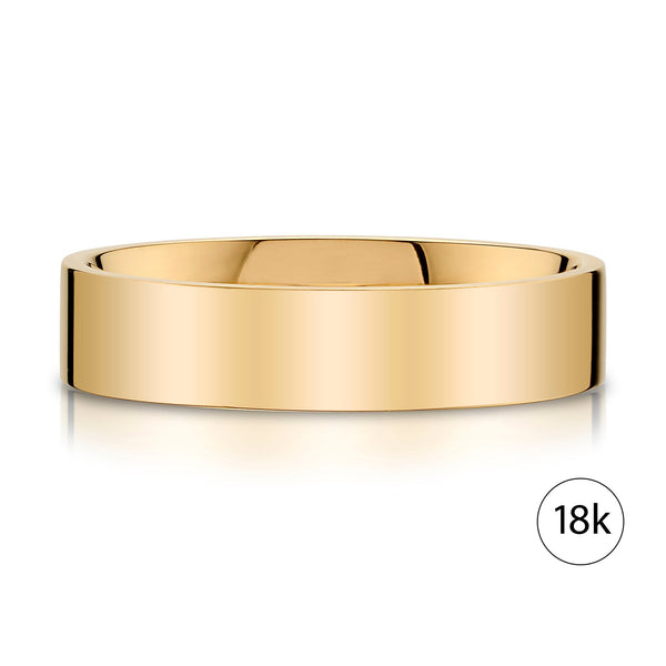 Flat Polished Band in 18k Yellow Gold (5mm)