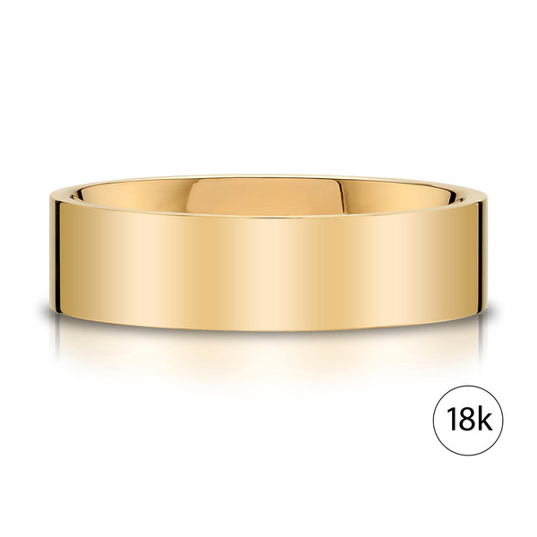 Flat Polished Band in 18k Yellow Gold (6mm)