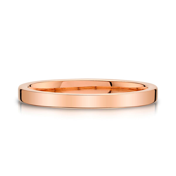 Flat Polished Band in 14k Rose Gold (2mm)