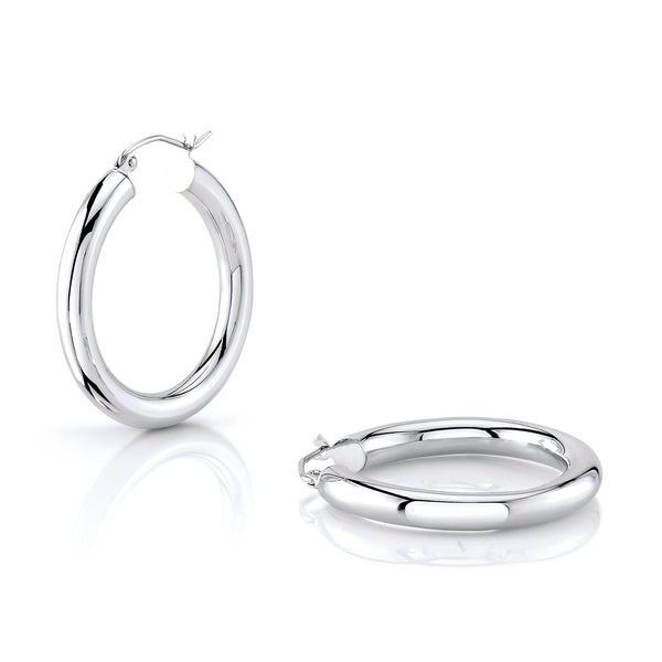 Chunky Hoops in White Gold