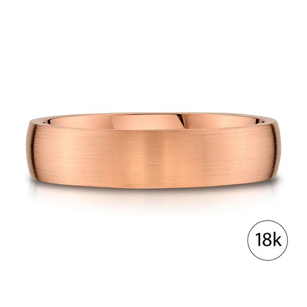 Low Dome Brushed Band in 18k Rose Gold (5mm)