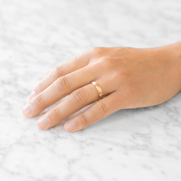 Low Dome Brushed Band in 14k Rose Gold (4mm)