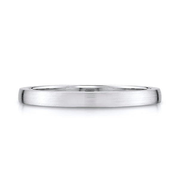 Low Dome Brushed Band in 14k White Gold (2mm)