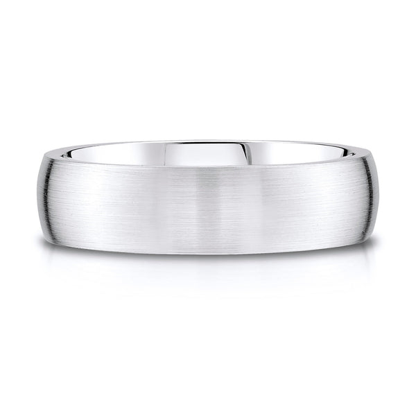 Low Dome Brushed Band in 14k White Gold (6mm)