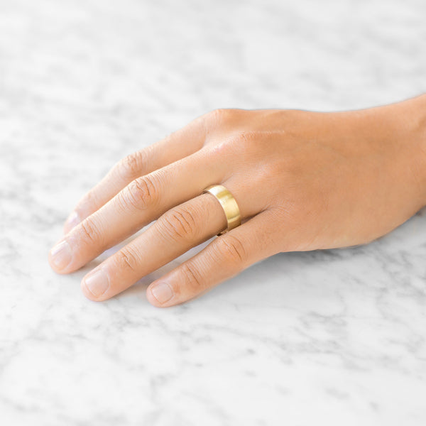 Low Dome Brushed Band in 14k Yellow Gold (7mm)