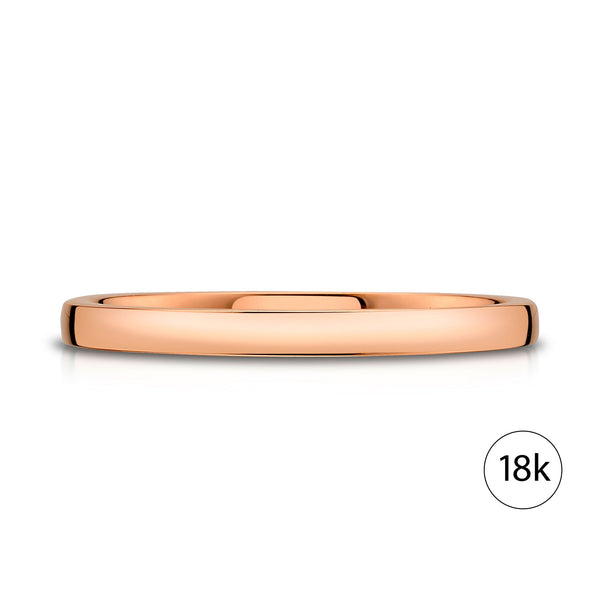 Low Dome Polished Band in 18k Rose Gold (2mm)