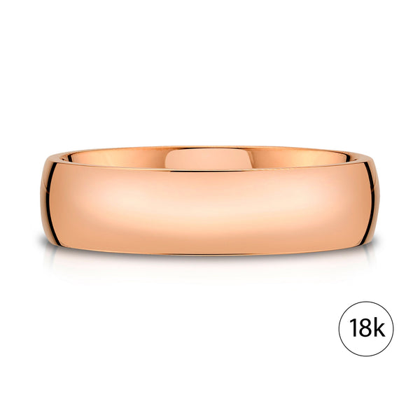 Low Dome Polished Band in 18k Rose Gold (6mm)