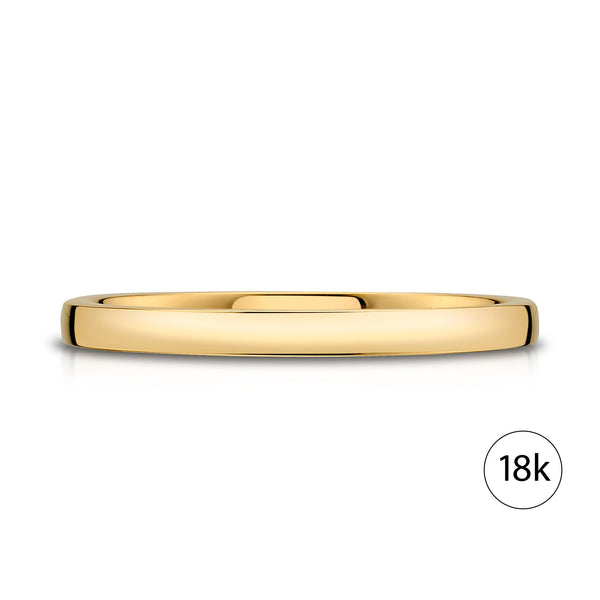 Low Dome Polished Band in 18k Yellow Gold (2mm)
