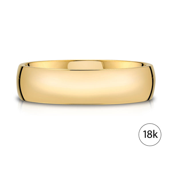 Low Dome Polished Band in 18k Yellow Gold (6mm)
