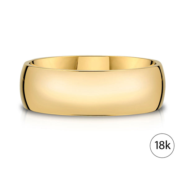 Low Dome Polished Band in 18k Yellow Gold (8mm)