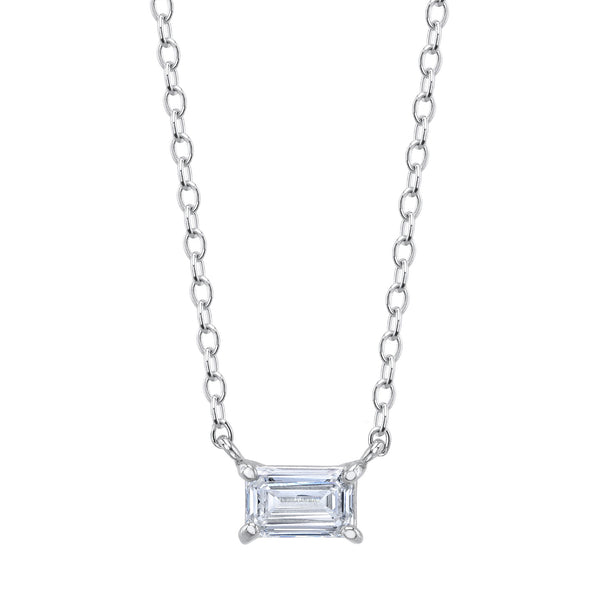 Solitaire Emerald Cut Diamond Necklace