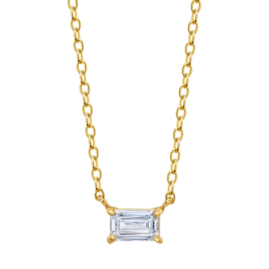 Solitaire Emerald Cut Diamond Necklace