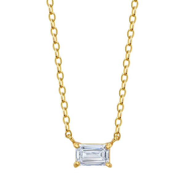 Solitaire Emerald Cut Diamond Necklace