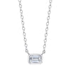 Solitaire Emerald Cut Diamond Bezel Necklace