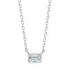 Solitaire Emerald Cut Diamond Bezel Necklace
