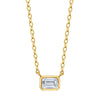 Solitaire Emerald Cut Diamond Bezel Necklace