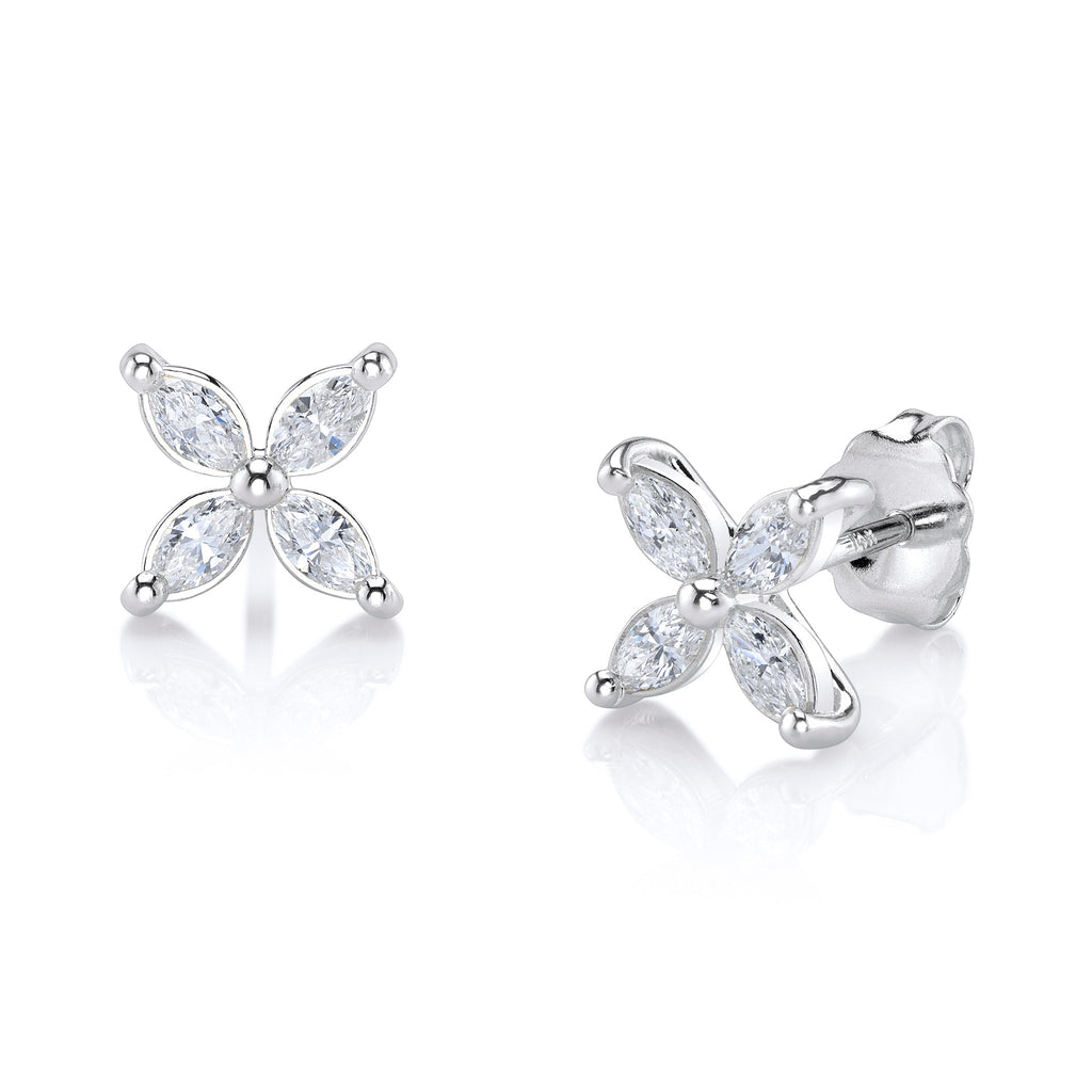 Wildflower Diamond Earrings in White Gold
