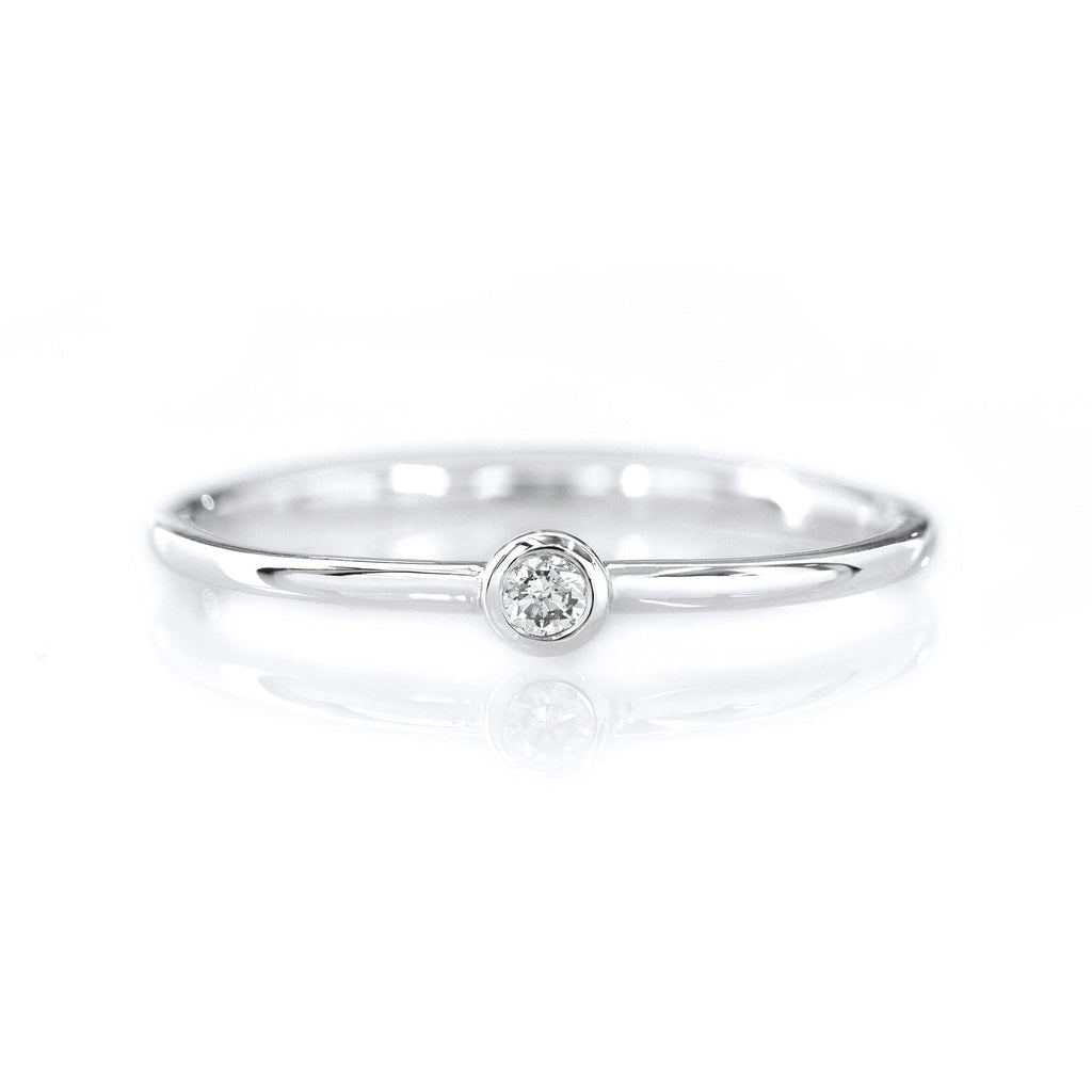 Tiny Bezel Ring in 14k White Gold