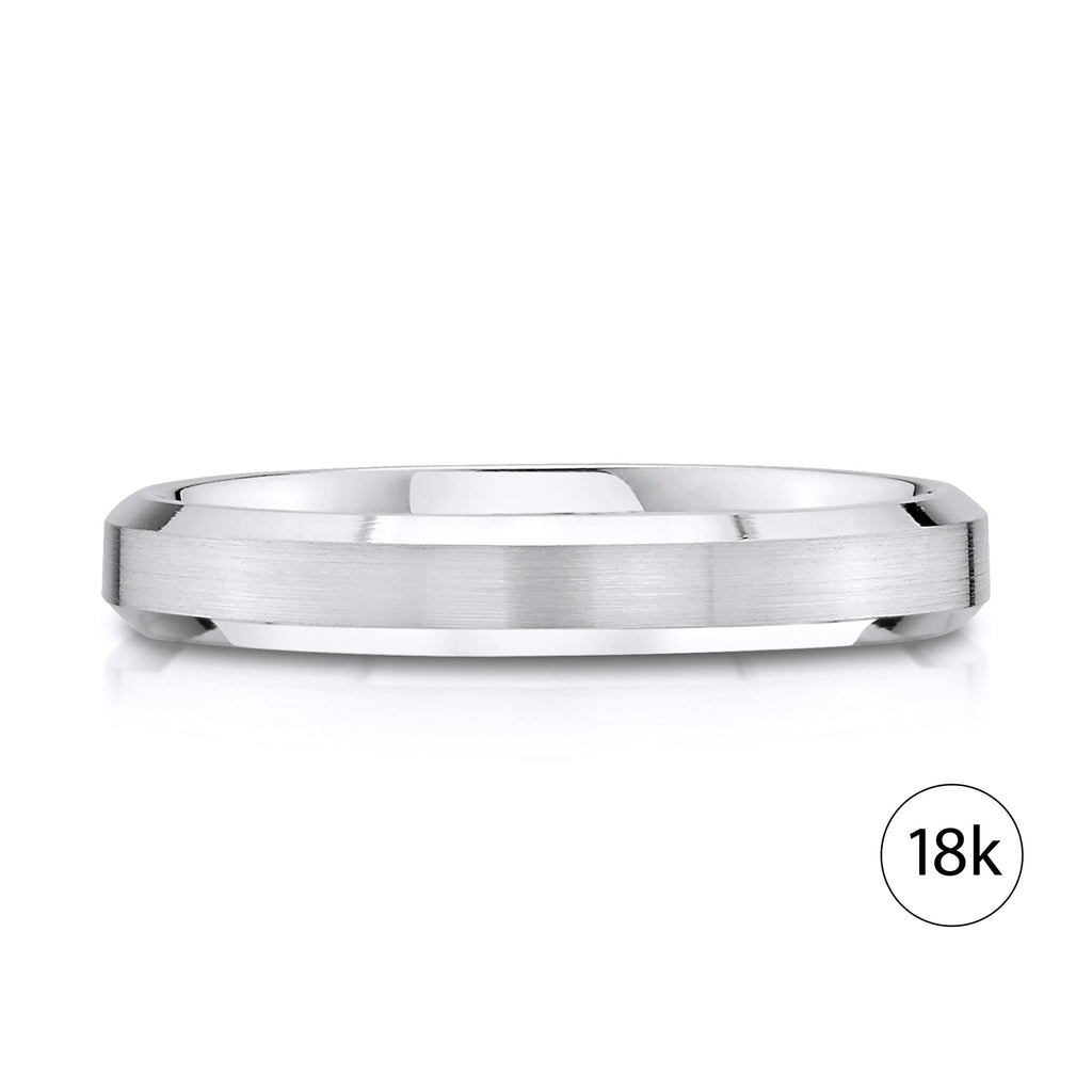 Beveled Band in 18k White Gold (3mm)