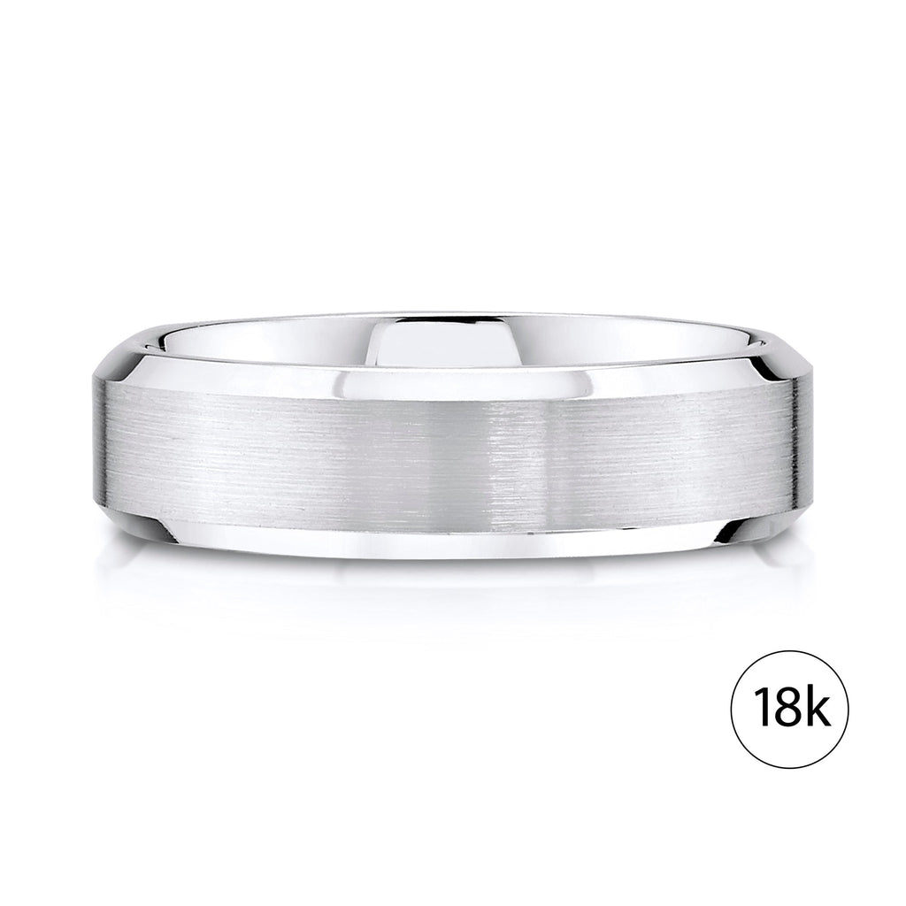 Beveled Band in 18k White Gold (6mm)