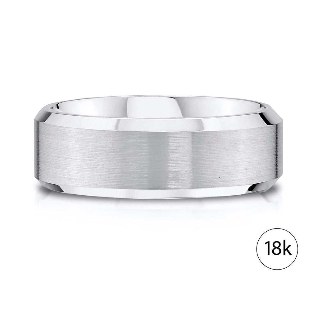 Beveled Band in 18k White Gold (8mm)