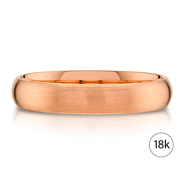 Classic Dome Brushed Band in 18k Rose Gold (4mm)