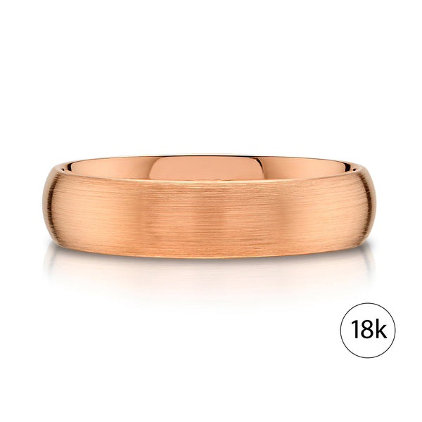 Classic Dome Brushed Band in 18k Rose Gold (5mm)