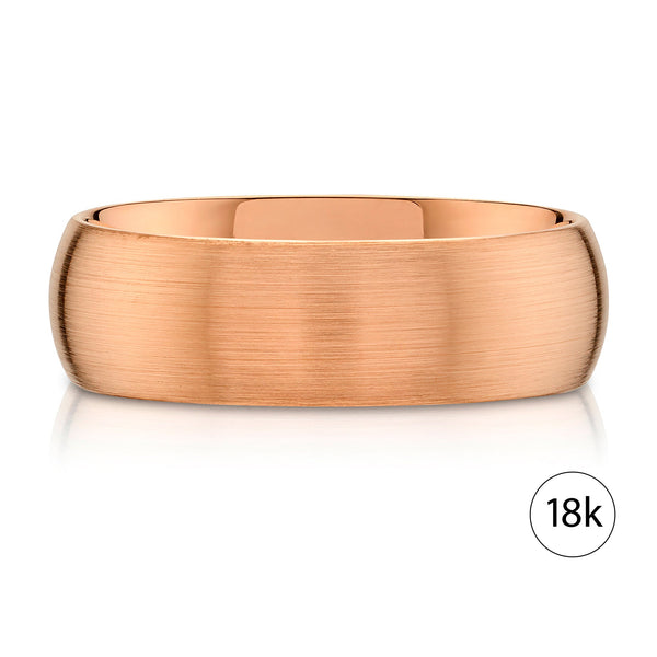 Classic Dome Brushed Band in 18k Rose Gold (7mm)