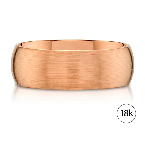 Classic Dome Brushed Band in 18k Rose Gold (8mm)