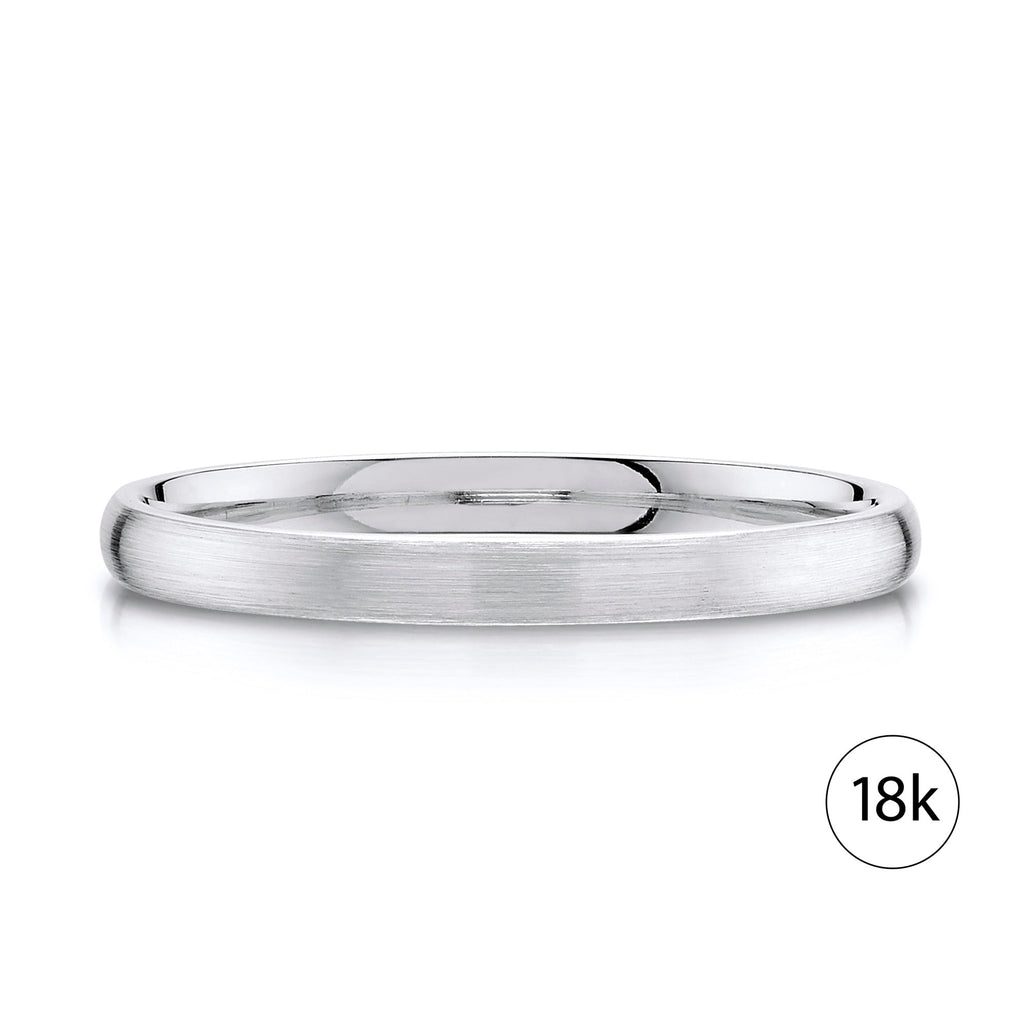 Classic Dome Brushed Band in 18k White Gold (2mm)