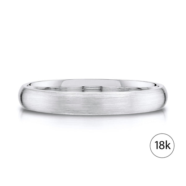 Classic Dome Brushed Band in 18k White Gold (3mm)