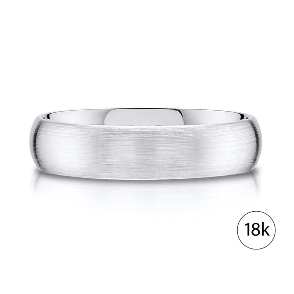 Classic Dome Brushed Band in 18k White Gold (5mm)