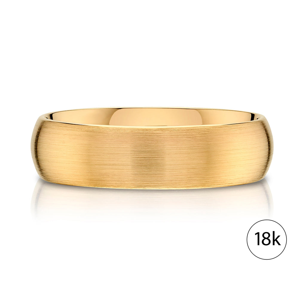 Classic Dome Brushed Band in 18k Yellow Gold (6mm)