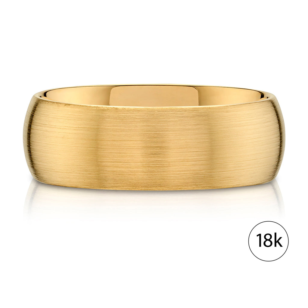 Classic Dome Brushed Band in 18k Yellow Gold (8mm)