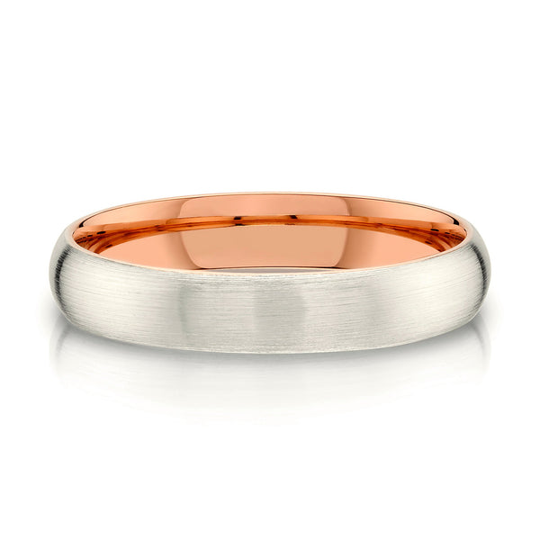 Classic Dome Brushed Band in 2-Tone 14k Champagne & Rose Gold (4mm)