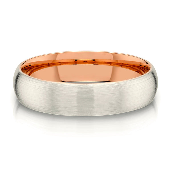 Classic Dome Brushed Band in 2-Tone 14k Champagne & Rose Gold (5mm)
